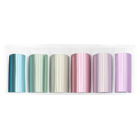 Nail Art Foil Box / 6 Colors / Glazed Pastel Easter Egg Nail Design Spring Metallic