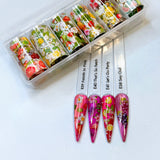 Nail Art Foil Box / 6 Designs / Summer Fruit Strawberry Lemon Coconut Tropical Designs