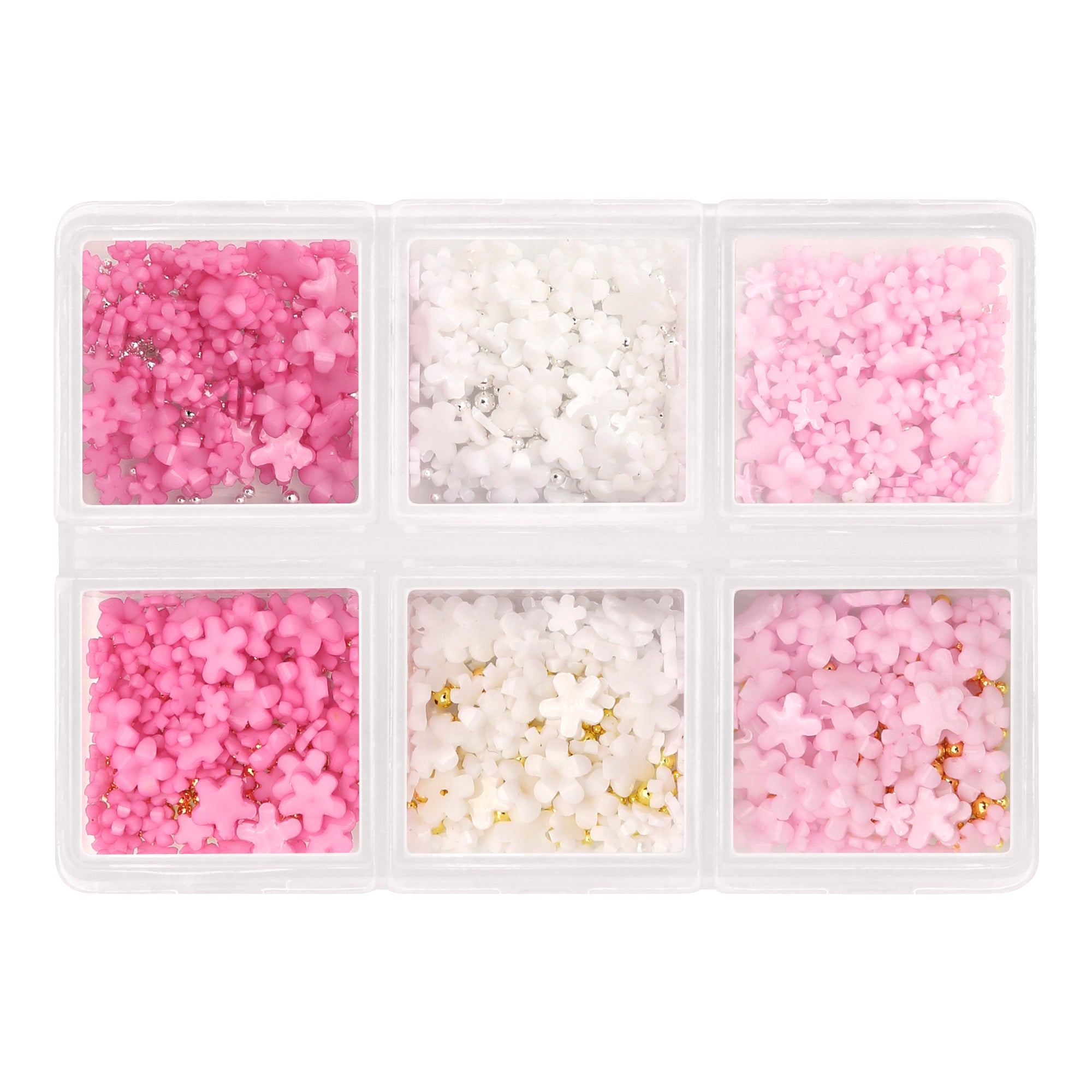 Lovely Pink Resin Flower & Caviar Beads Mix / 3 Colors Lovely Pink Resin Flower & Caviar Beads / 3 Colors Spring Sakura White Cherry Blossom Nail Art