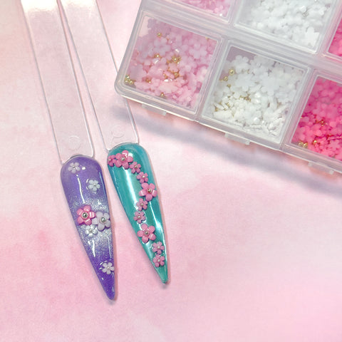 Lovely Pink Resin Flower & Caviar Beads / 3 Colors Spring Sakura White Cherry Blossom Nail Art