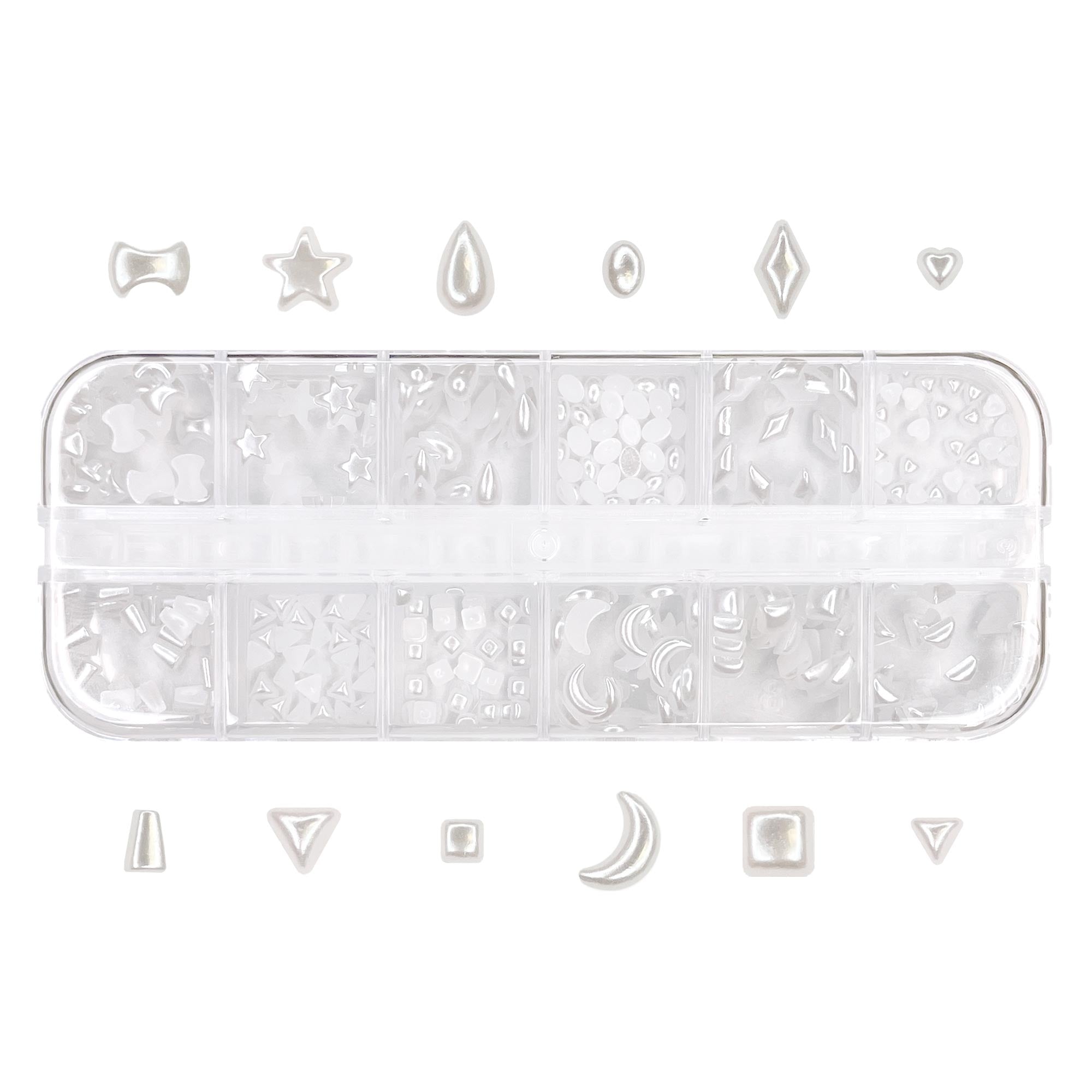 Resin Pearl Cabochon Mix Box Set Resin Pearl Cabochon Mix Box Set Nail Art Decor Heart Star Moon Oval Shapes Square Triangle