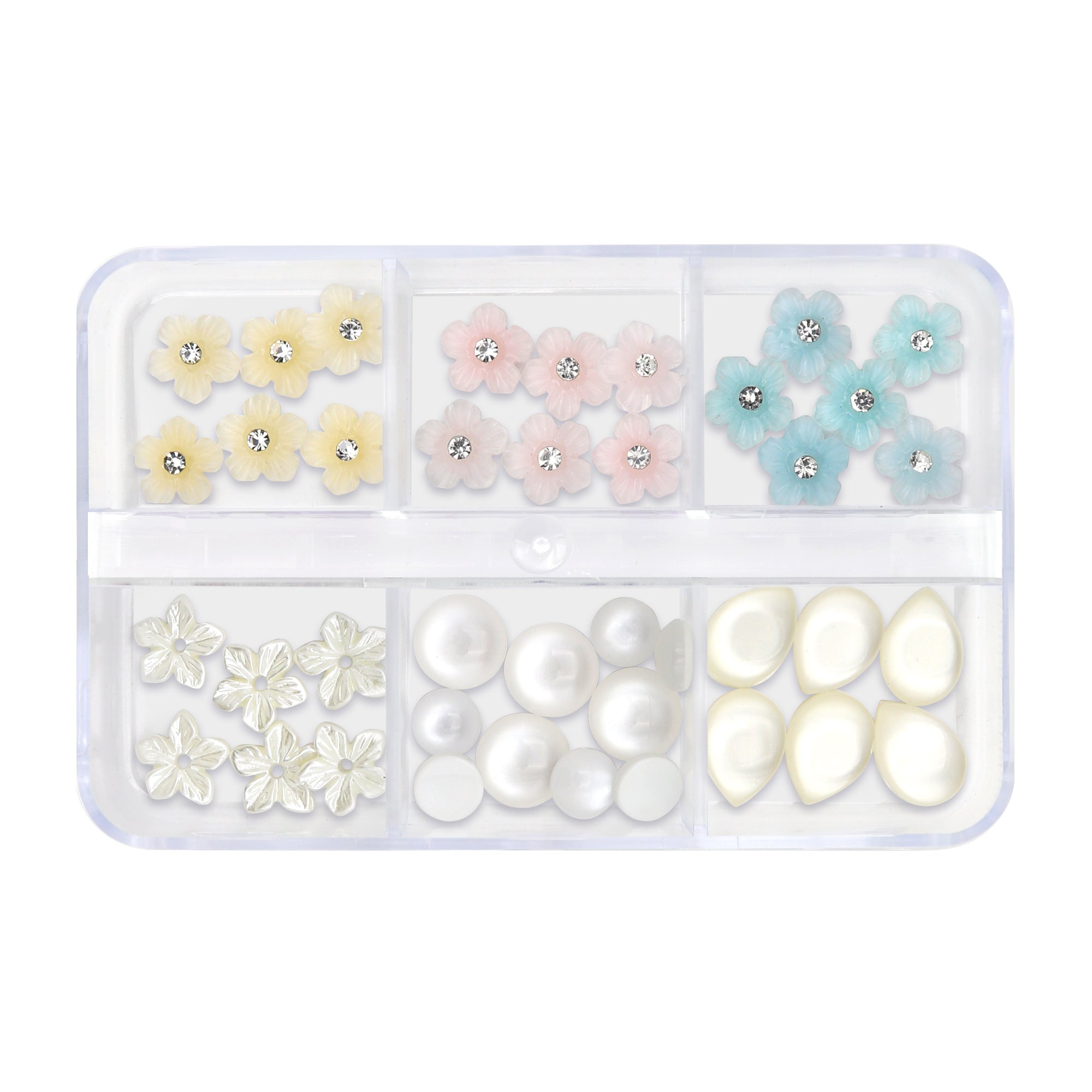 Island Blossoms Resin Flower & Moonstone Box Island Blossoms Resin Flower & Moonstone Box Summer Nail Art Tropical Pearls 3D Trendy