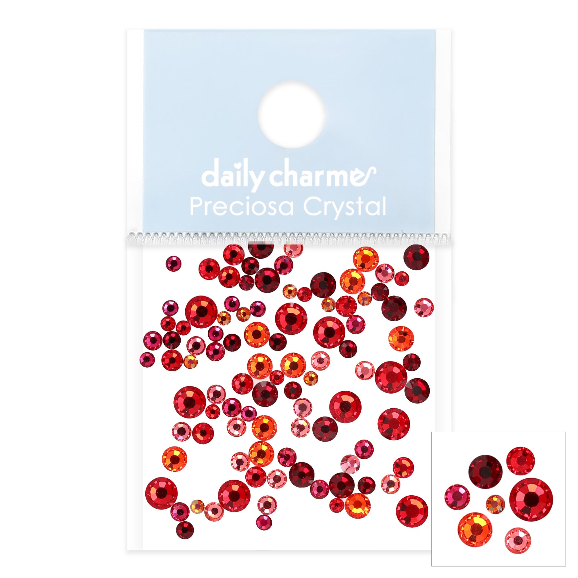 Preciosa Round Flatback Rhinestone / Red Color Mix Nail Crystal Red Preciosa Round Flatback Rhinestone / Red Color Mix