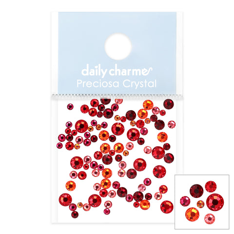 Nail Crystal Red Preciosa Round Flatback Rhinestone / Red Color Mix