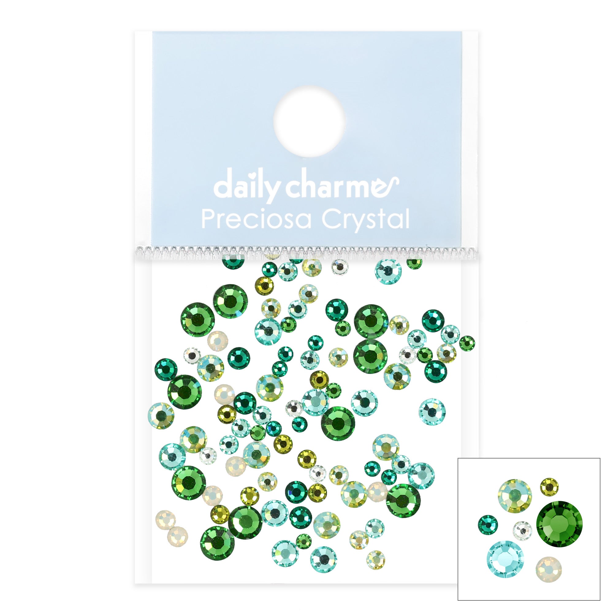 Preciosa Round Flatback Rhinestone / Green Color Mix Nail Art Crystal Preciosa Round Flatback Rhinestone / Green Color Mix