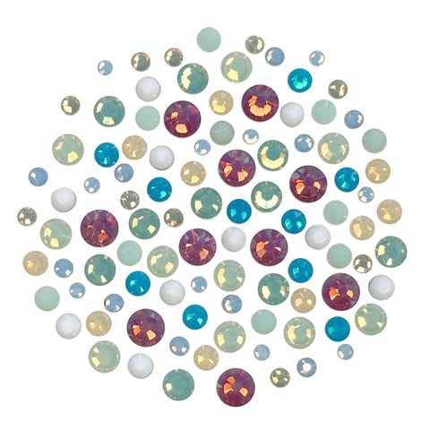 Nail Art Swarovski Round Flatback Rhinestone Value Mix / Pastel Opal Alabaster Turquoise Amethyst Matte