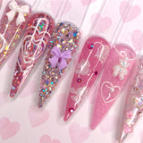 Twinkle Twinkle Round Flatback Rhinestone Mix / Fuchsia AB Nail Crystal Quality Good Value