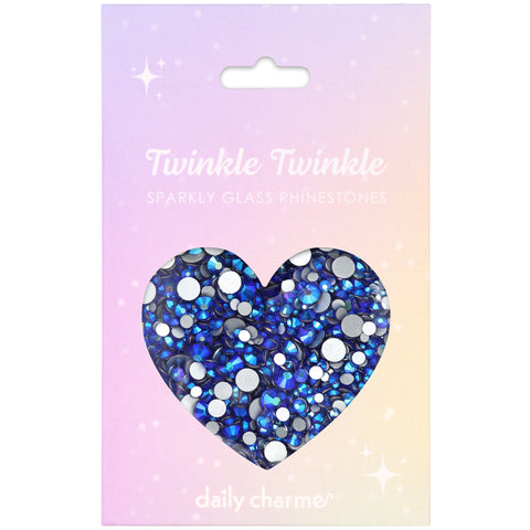 Twinkle Twinkle Round Flatback Rhinestone Mix / Cobalt Blue Shimmer Nail Crystal Quality Affordable