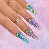 Twinkle Twinkle Shaped Rhinestone Mix Pastel Iridescent Collection / 4 Colors Pink, Blue, Purple, Green Nail Art Supplies