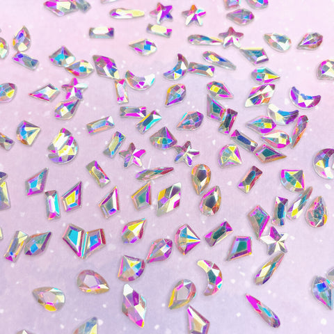 Twinkle Shaped Flatback Rhinestone Mix / Crystal AB Nail Art Supplies
