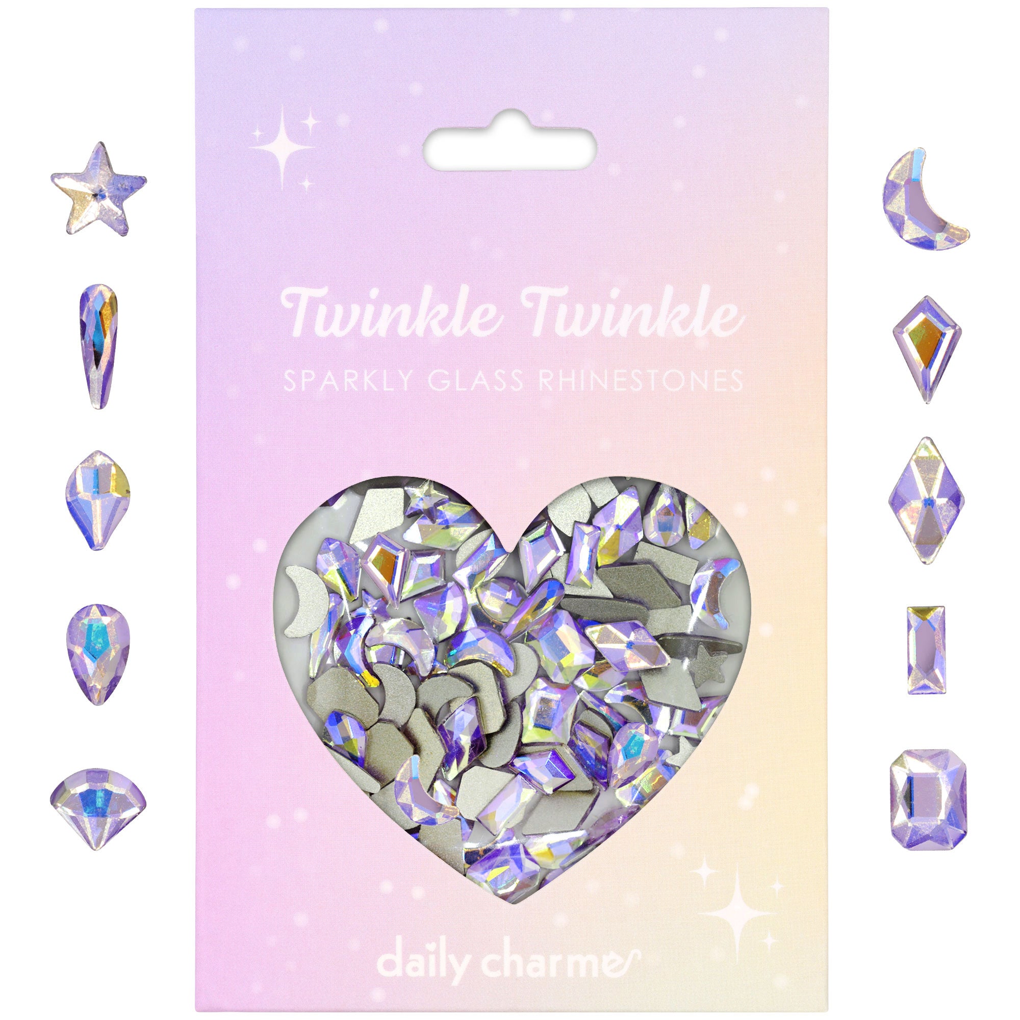 Twinkle Twinkle Shaped Flatback Rhinestone Mix / Lavender Haze Purple Nail Art Supplies