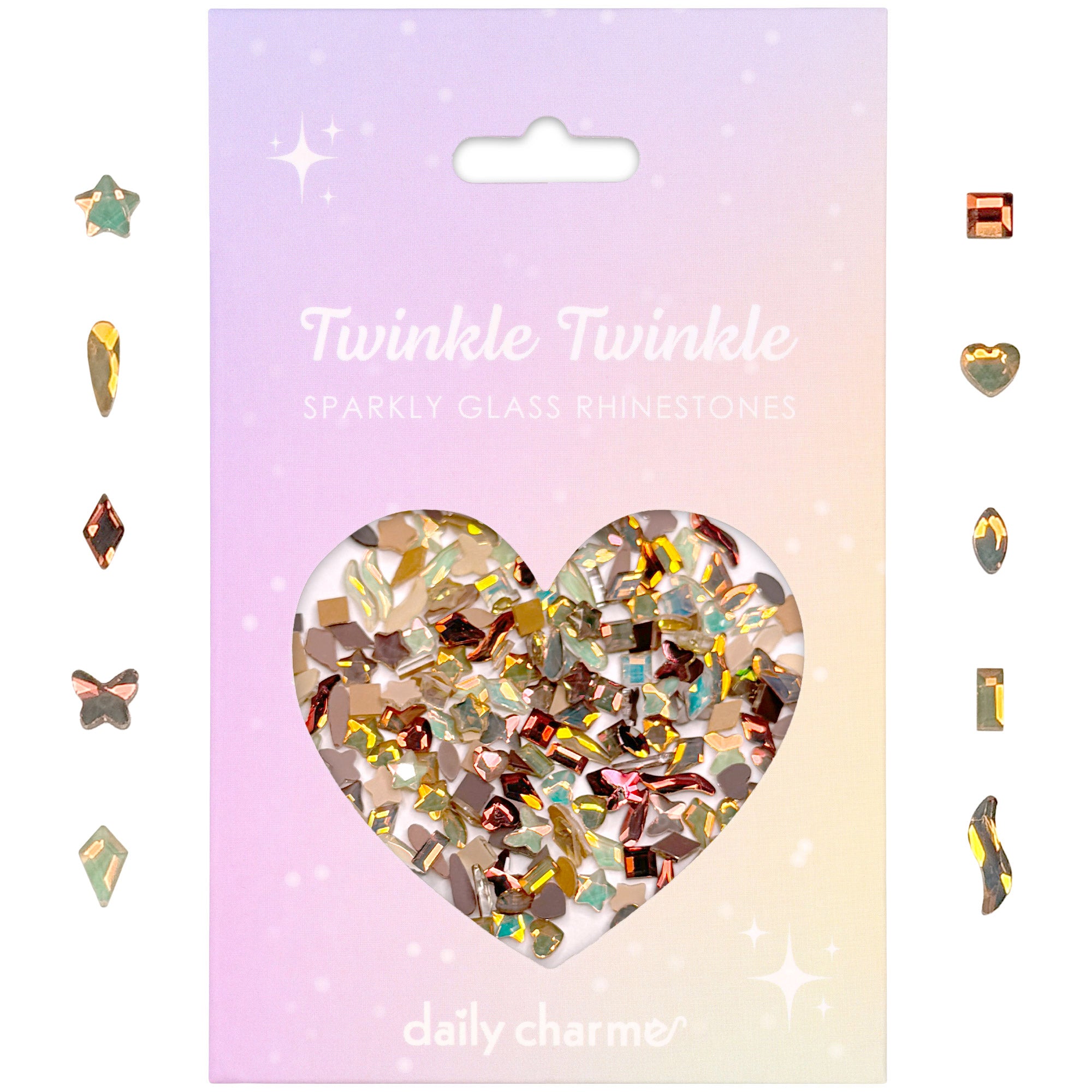 Twinkle Twinkle Shaped Flatback Rhinestone Mix / Autumn Radiance Twinkle Shaped Flatback Rhinestone Mix / Autumn Radiance Tiny Nail Crystal Decor Brown Beige Iridescent
