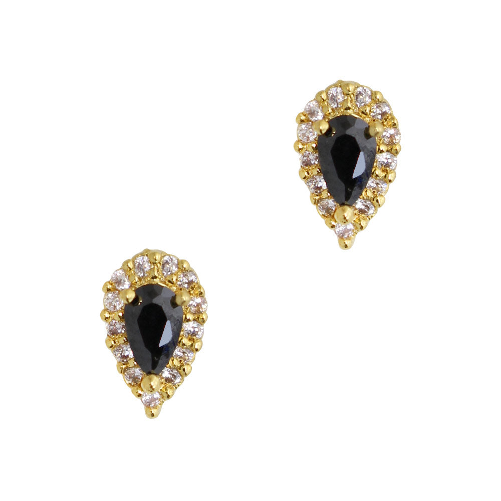 Onyx Crystal Drop / Zircon Charm / Gold Onyx Crystal Drop / Zircon Charm / Gold