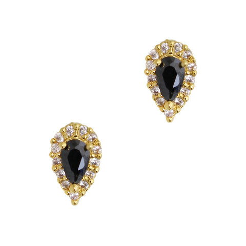 Onyx Crystal Drop / Zircon Charm / Gold