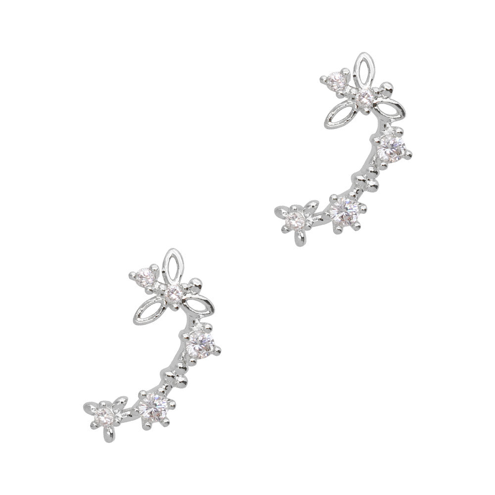 Daily Charme Nail Art Charms Floral Chain / Zircon Charm / Silver