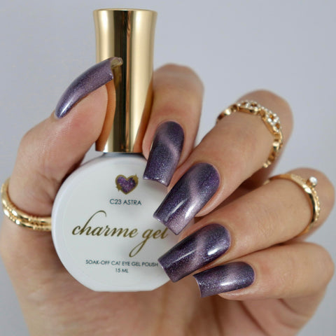 Charme Gel / Cat Eye C23 Astra Plum Purple Polish Galaxy Nail