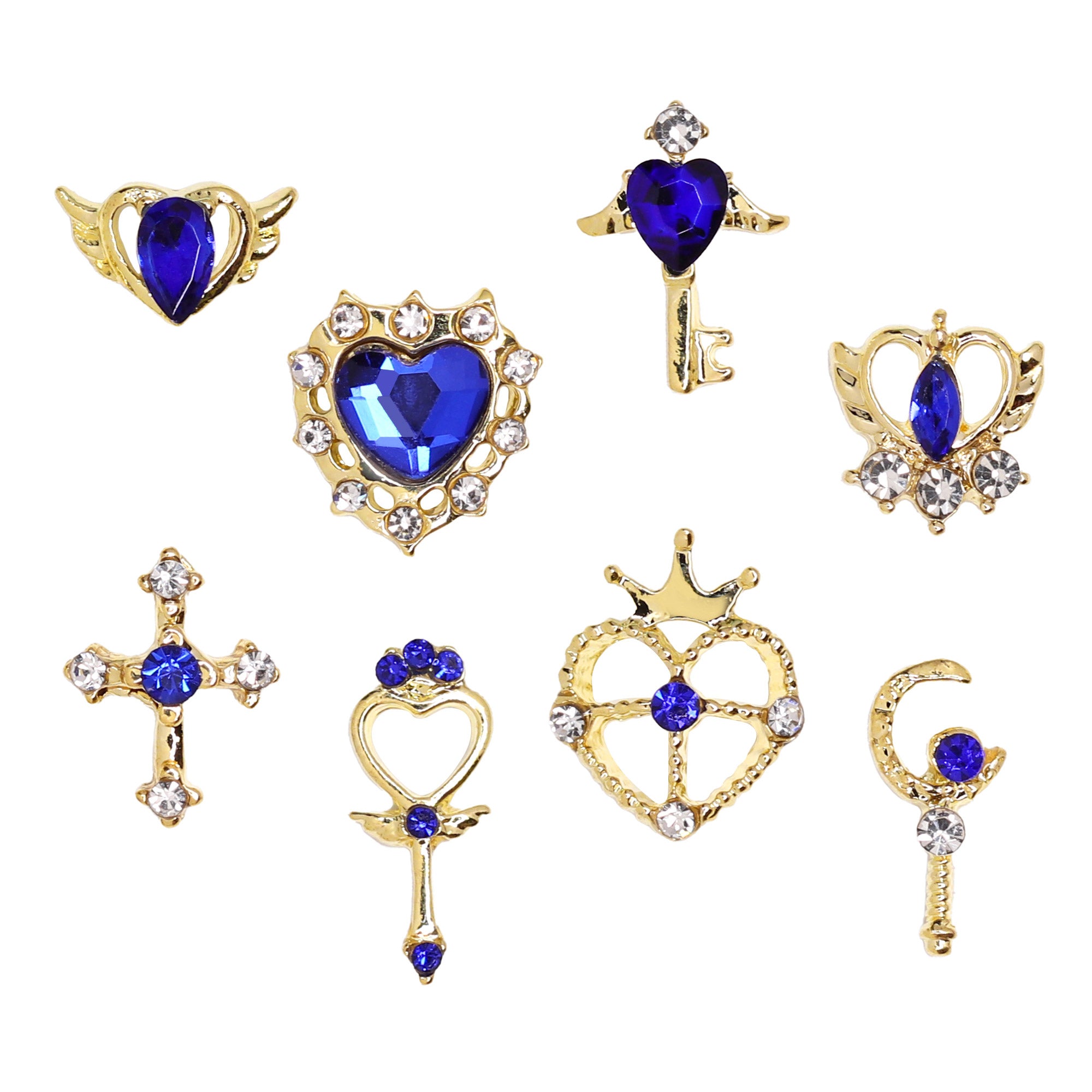Celestial Hearts Nail Charm Mix / Gold / Blue Celestial Hearts Nail Charm Mix / Gold / Blue