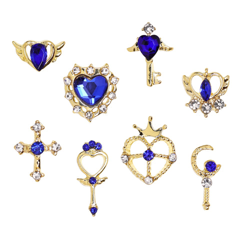 Celestial Hearts Nail Charm Mix / Gold / Blue