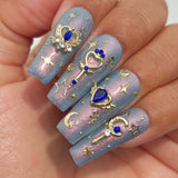 Celestial Hearts Nail Charm Mix / Gold / Blue