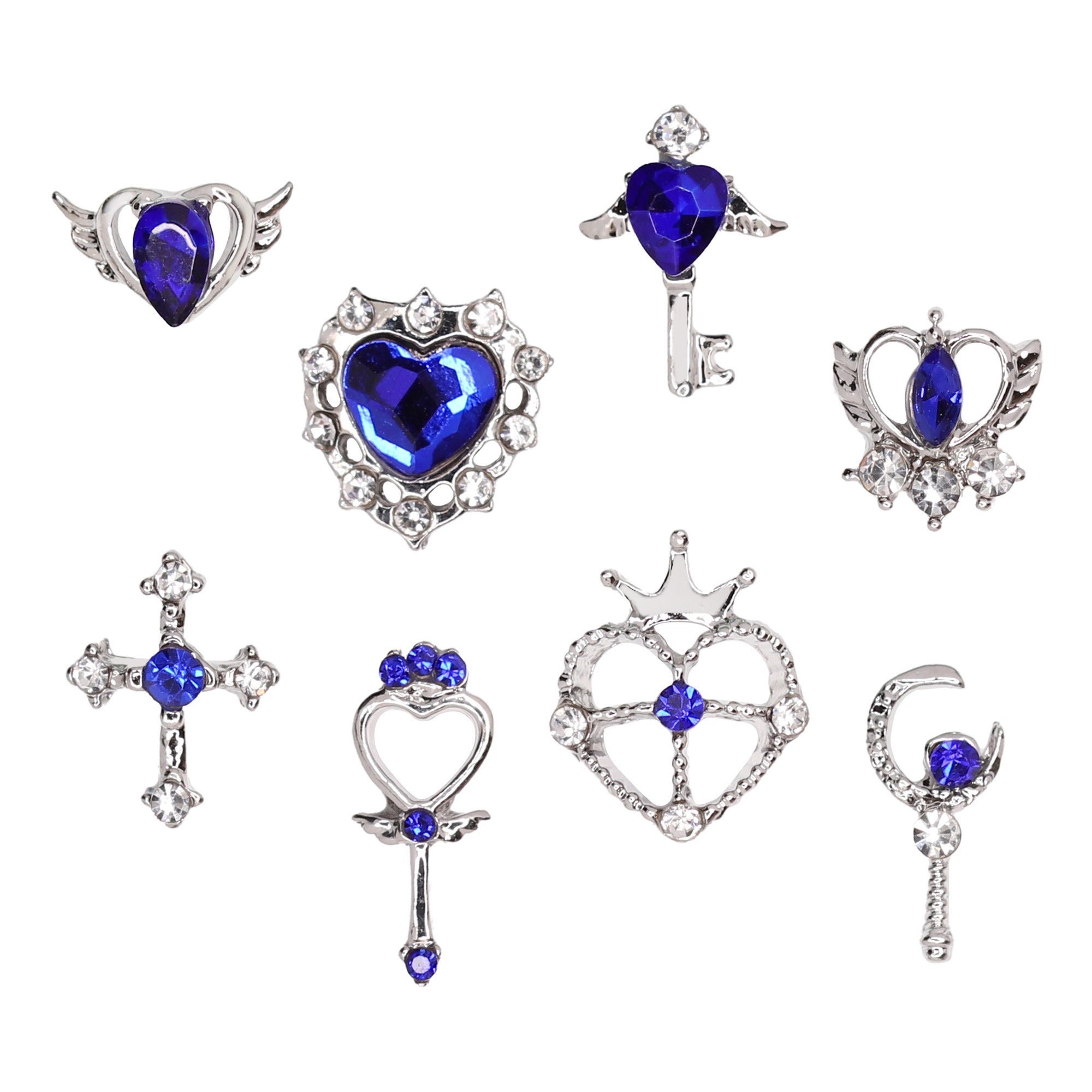 Celestial Hearts Nail Charm Mix / Silver / Blue Celestial Hearts Nail Charm Mix / Silver / Blue