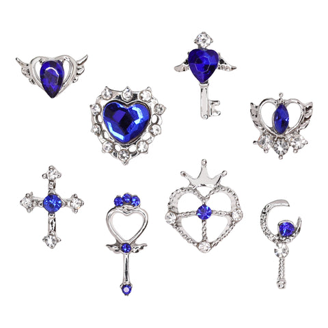 Celestial Hearts Nail Charm Mix / Silver / Blue