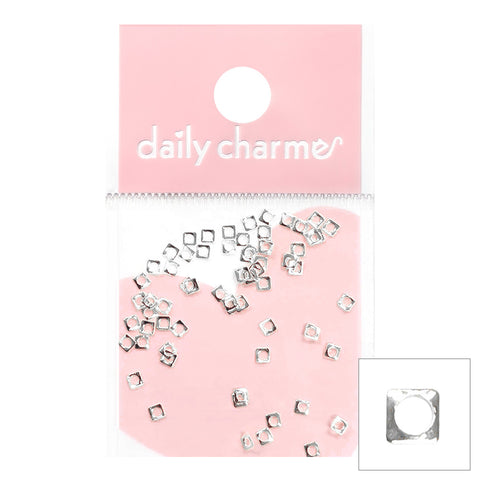Nail Art Metallic Studs Mini Square Open Frame Silver Swarovski Frame