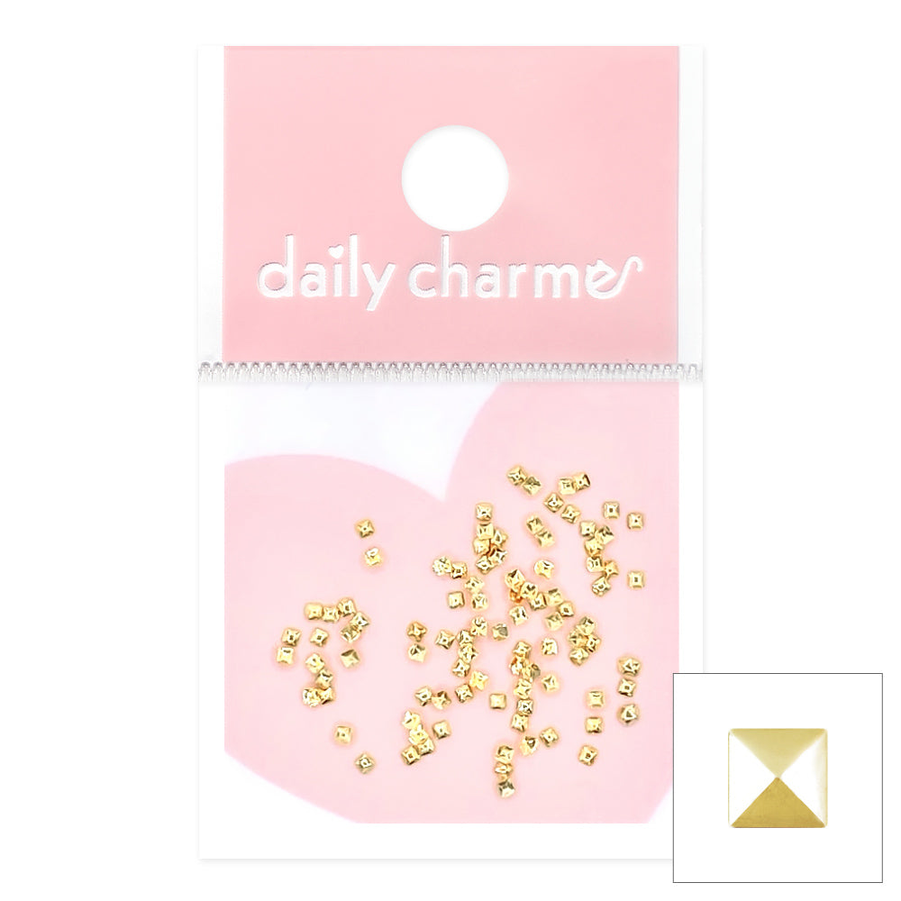 Ultra Mini Square Pyramid Stud / Gold Daily Charme Nail Art | Ultra Mini Square Pyramid Stud / Gold