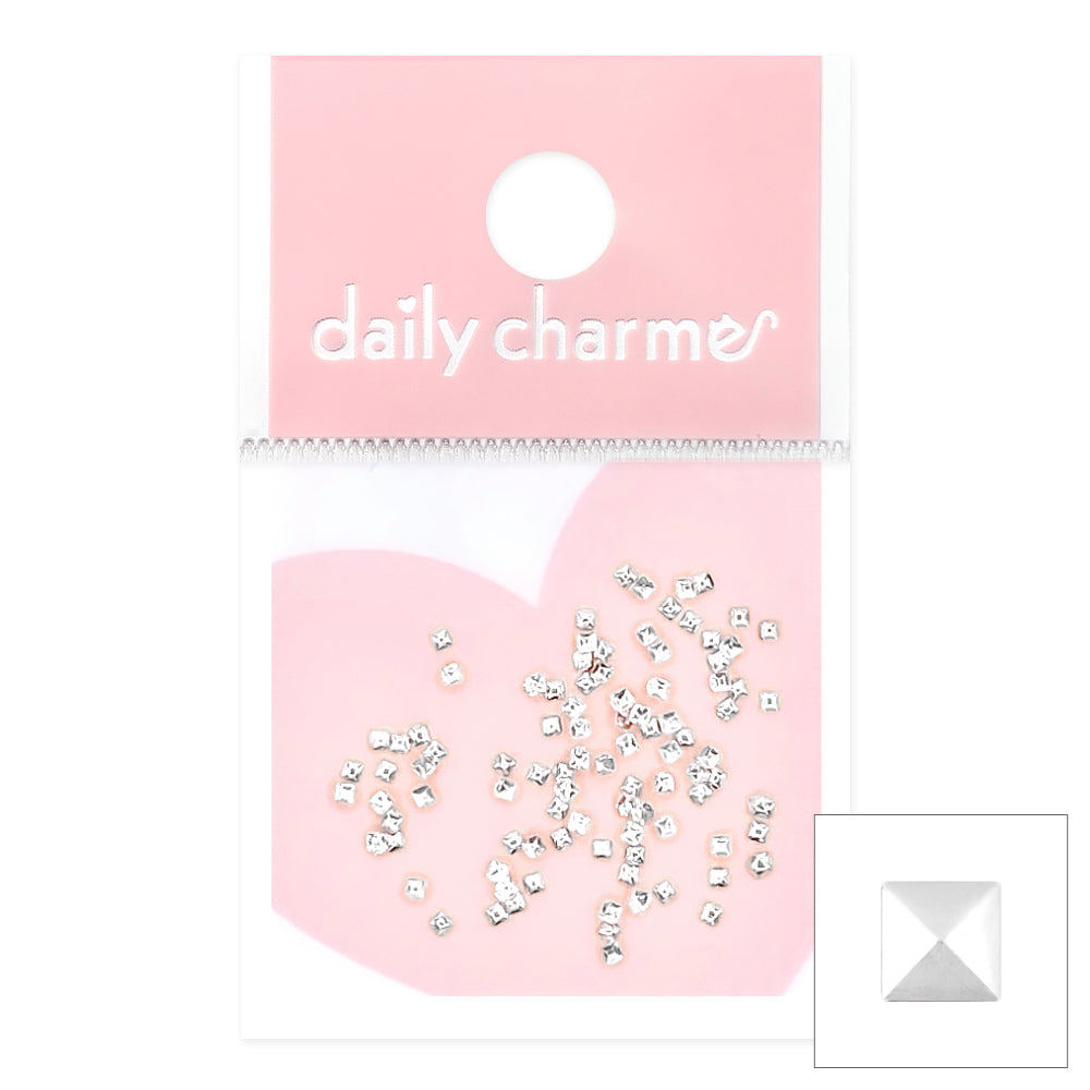 Ultra Mini Square Pyramid Stud / Silver Daily Charme Nail Art | Ultra Mini Square Pyramid Stud / Silver