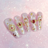 Daily Charme Nail Art | Dreamy Celestial Gold Metallic Stud Mix