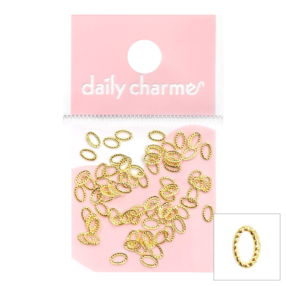 Braided Oval Frame / Gold Nail Art Supply 3D Gold Braided Round Frame Stud Swarovski Crystal