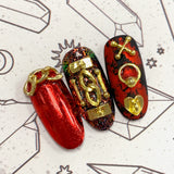 Bondage Gears Mix / Gold Bar Dangle Nail Art