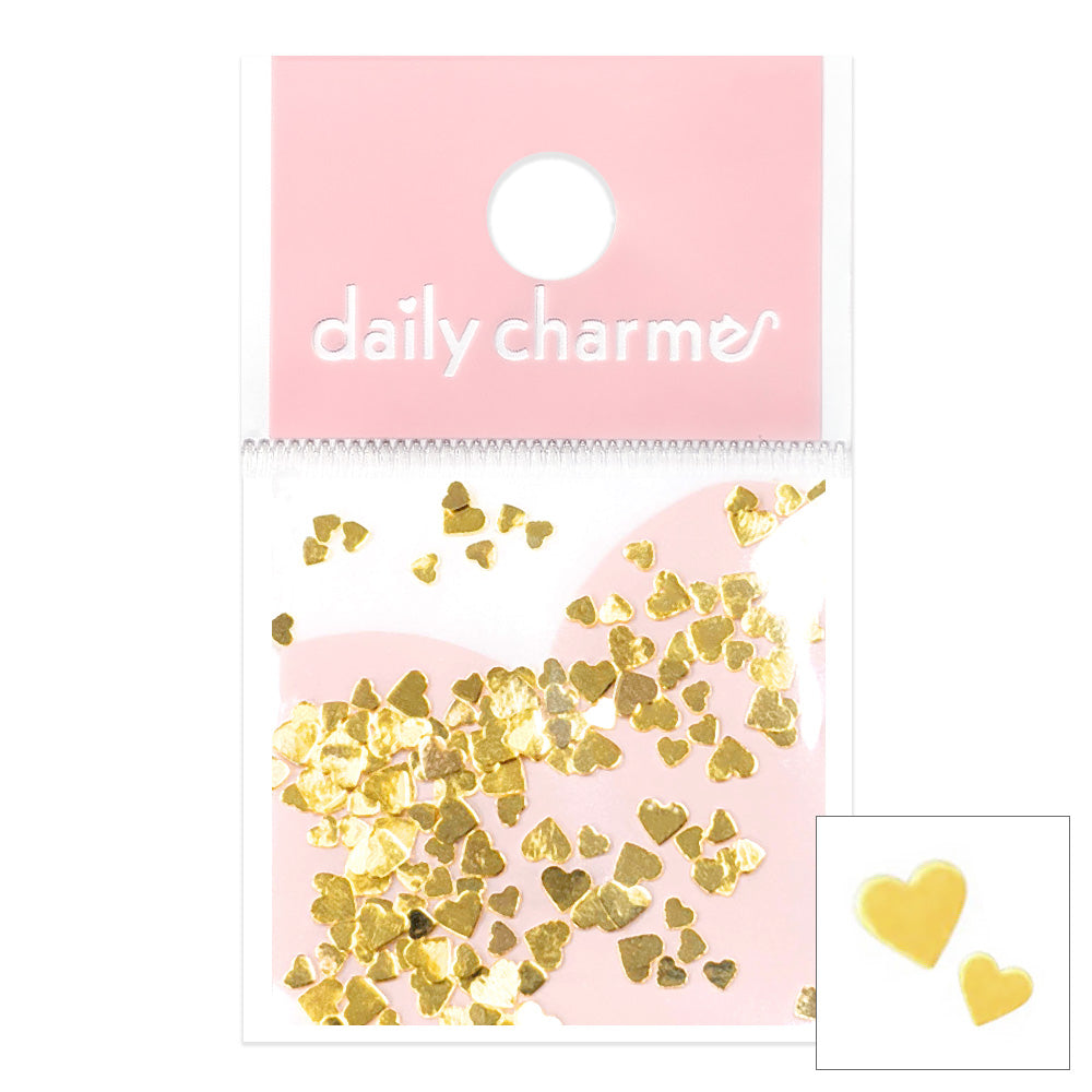Flat Heart Studs Mix / Gold Nail Art Supply 3D Flat Heart Studs Mix / Gold Valentine