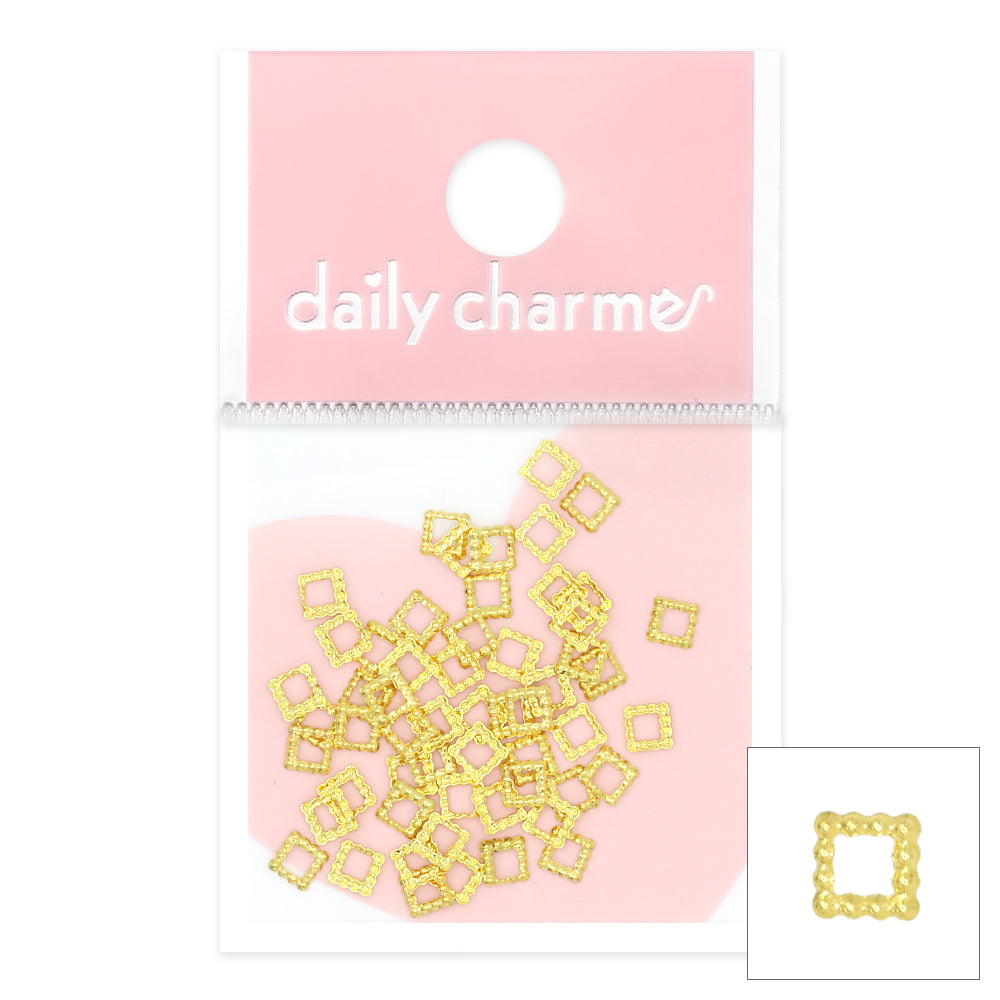 Beaded Square Frame / Gold Nail Art Supply 3D Gold Beaded Square Frame / Gold Metallic Studs