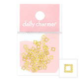 Nail Art Supply 3D Gold Beaded Square Frame / Gold Metallic Studs