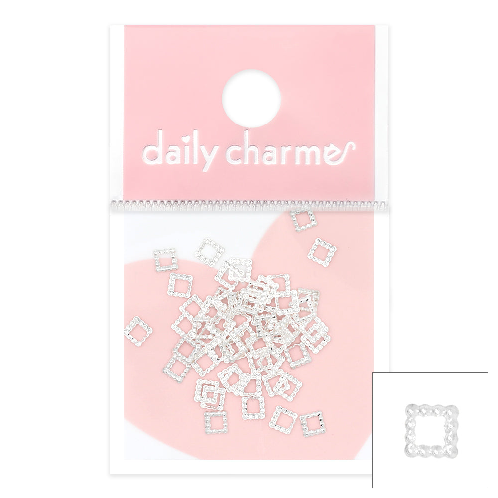 Beaded Square Frame / Silver Nail Art Supply 3D Silver Beaded Square Frame / Silver Metallic Studs