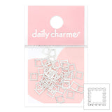 Nail Art Supply 3D Silver Beaded Square Frame / Silver Metallic Studs