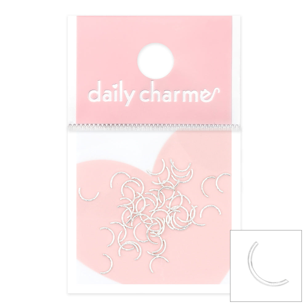 Thin Half Circle / Silver Nail Art Supply 3D Thin Half Circle Silver Metallic Studs Frame Bar