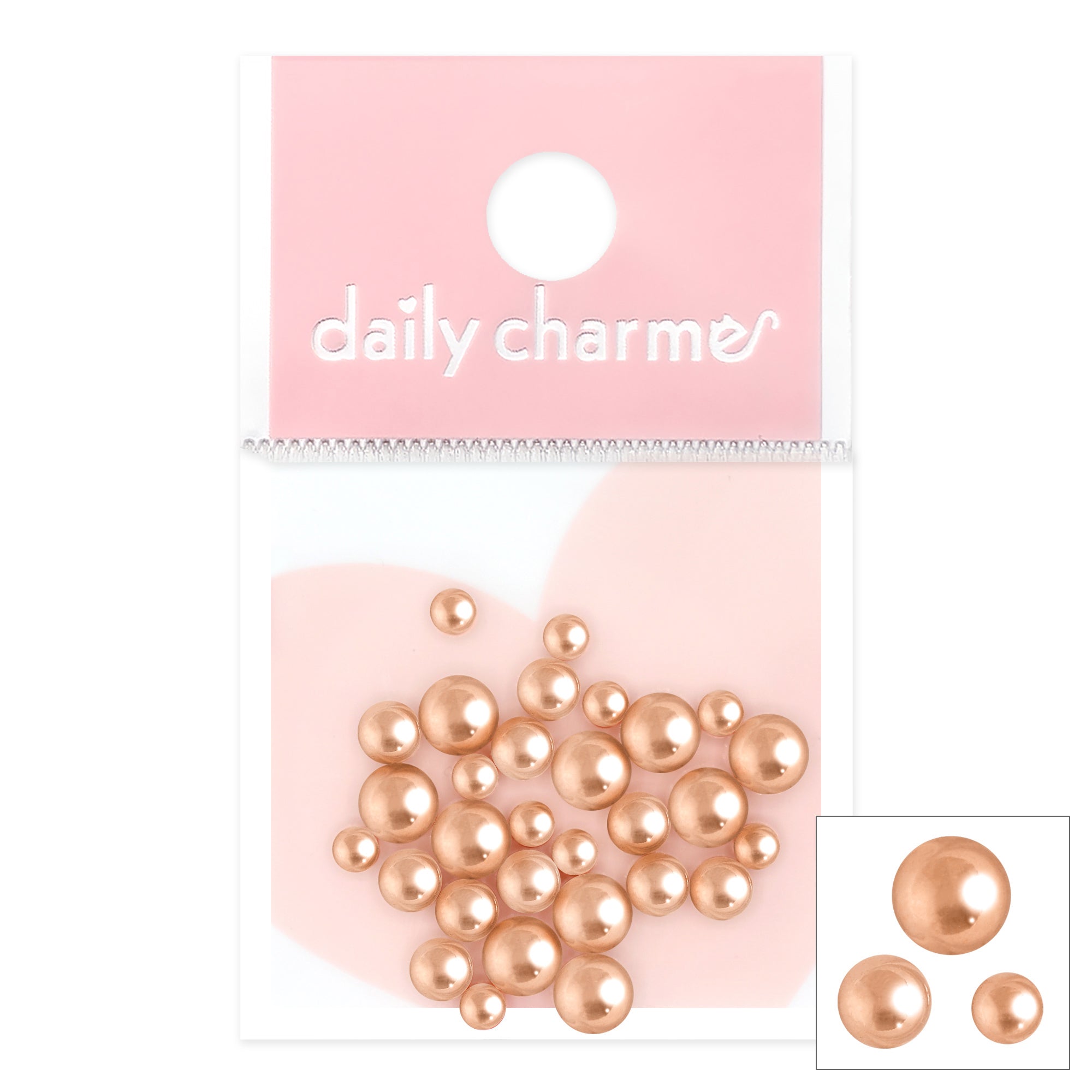 Metallic Round Beads / Rose Gold Metallic Round Beads / Rose Gold Nail Crystal Cluster Gem Charm Design