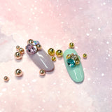 Metallic Round Beads / Rose Gold Nail Crystal Cluster Gem Charm Design