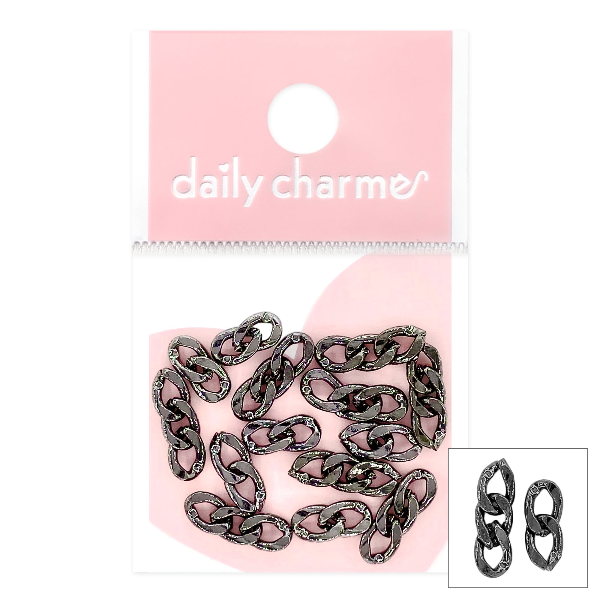 Oversized Chain Mix / Gunmetal Oversized Chain Mix / Metallic Gunmetal Nail Art Charms Decoration