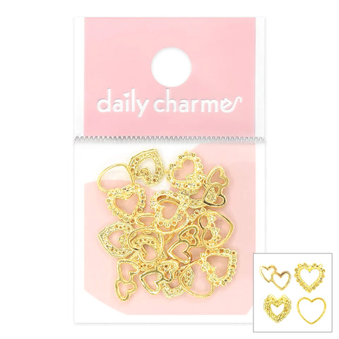 Daily Charme Nail Art | Lovely Heart Frames Mix / Gold