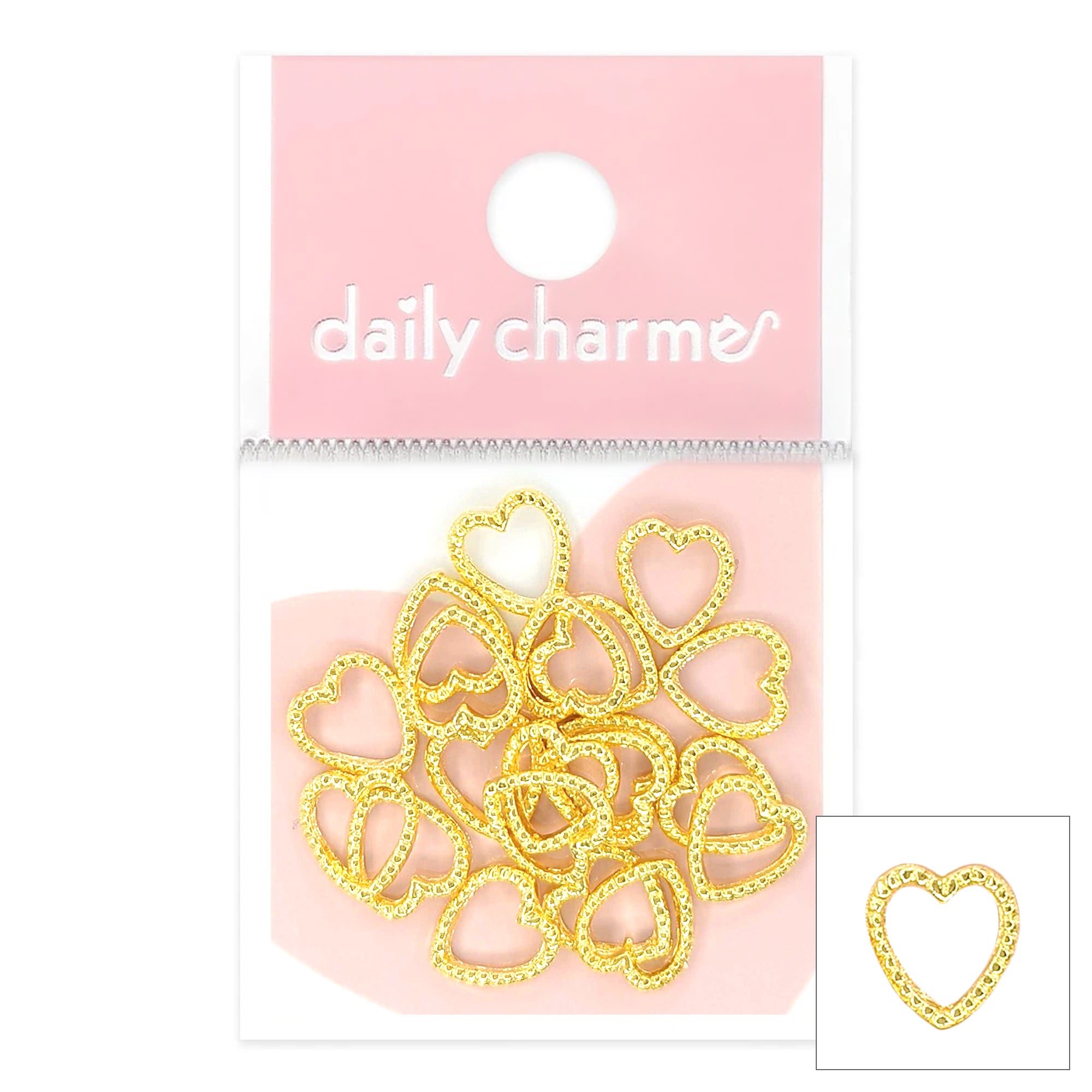 Daily Charme Nail Art | Braided Heart Frames / Gold