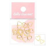 Daily Charme Nail Art | Flat Heart Frames Mix / Gold