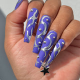 Daily Charme Nail Art | Celestial Dangles Mix / Silver Charme Gel Iris Purple Polish