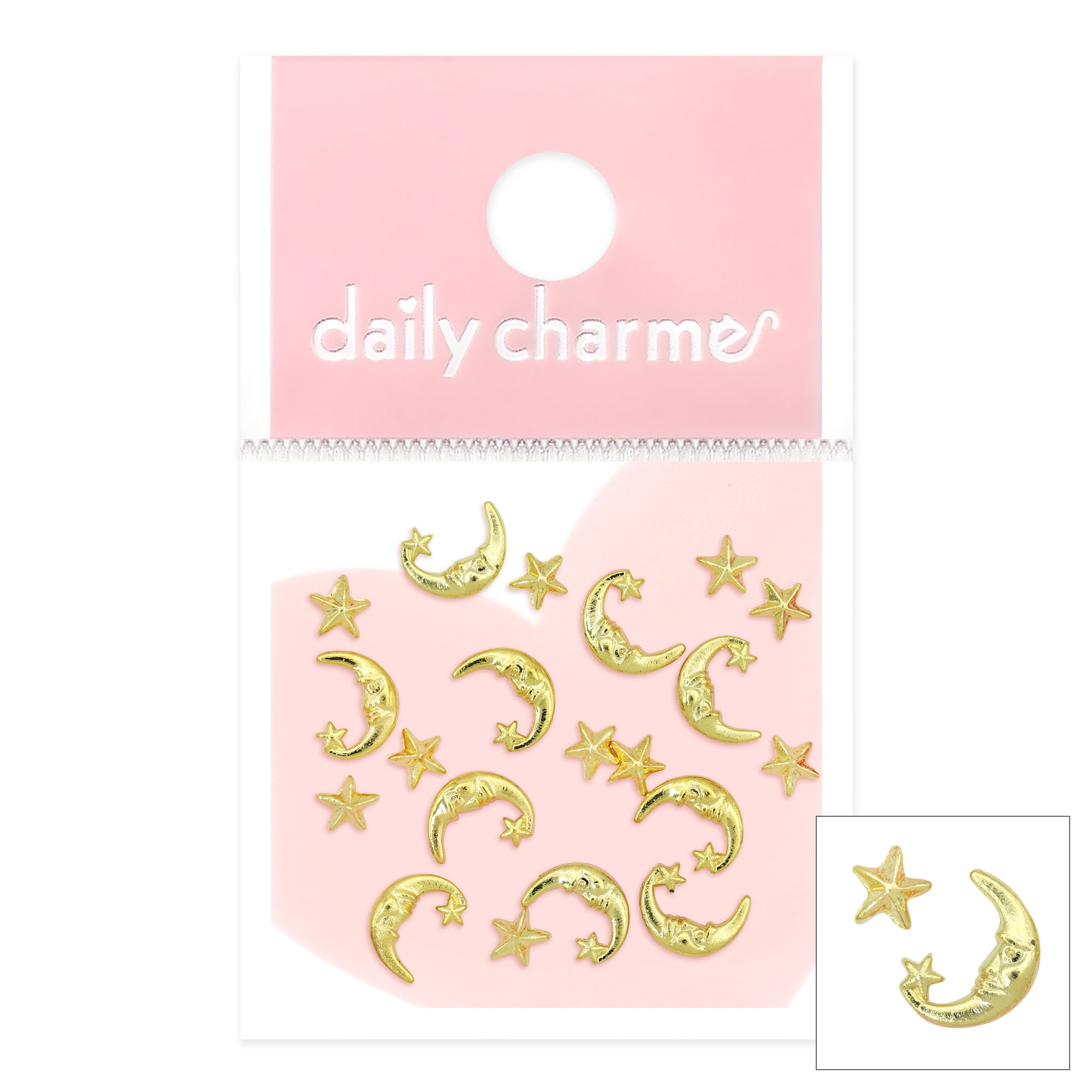 Cosmic Moon & Star Mix / Gold Cosmic Moon & Star Mix / Gold Nail Art Decor Studs Metal Trend