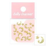 Cosmic Moon & Star Mix / Gold Nail Art Decor Studs Metal Trend