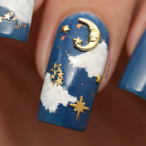 Cosmic Moon & Star Mix / Gold Nail Art Decor Studs Metal Trend