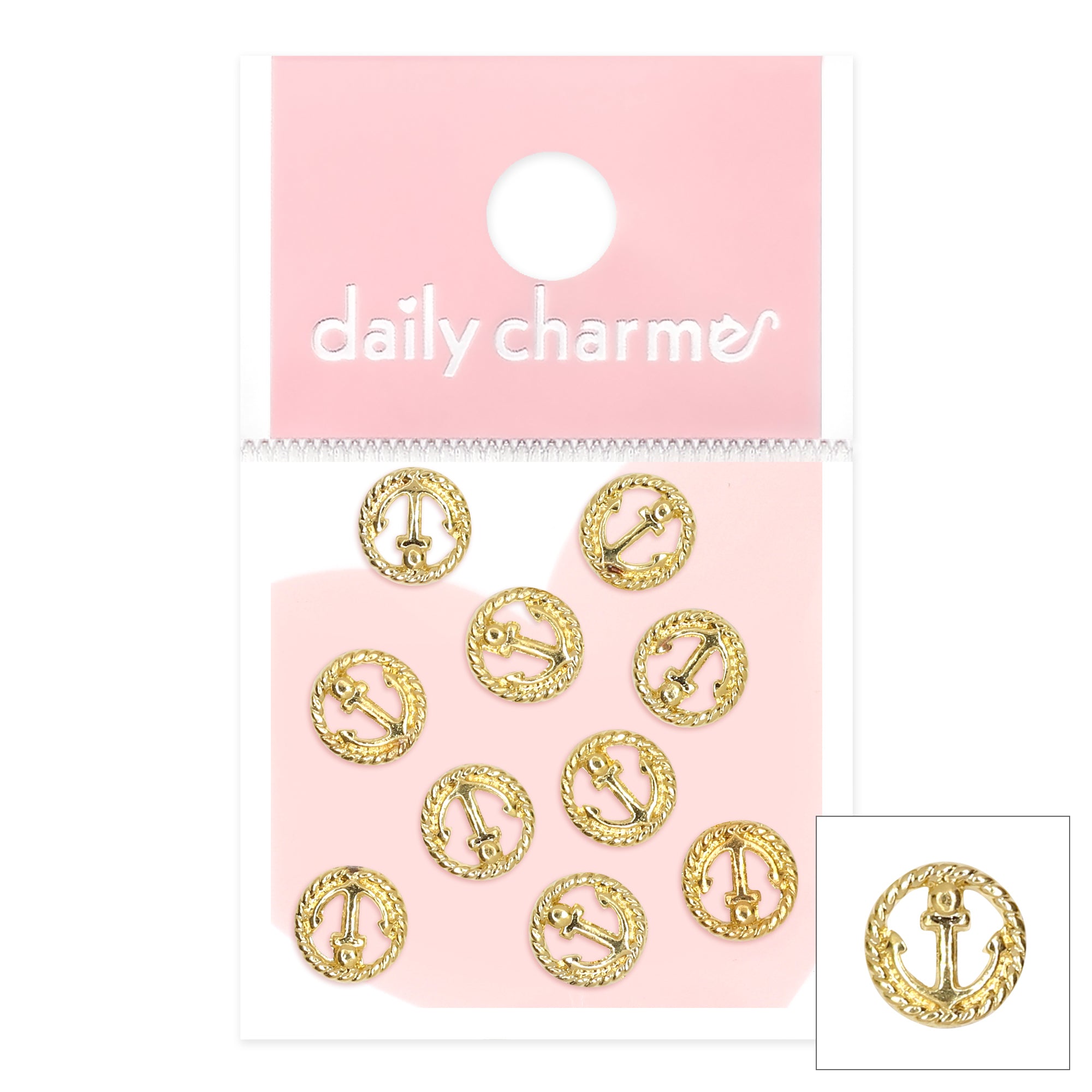 Braided Anchor Circle / Gold Braided Anchor Circle / Gold Nautical Summer Nail Studs Decor