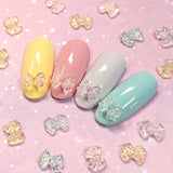 Daily Charme Nail Art | Iridescent Pastel Ribbon Bow Resin Cabochons Mix