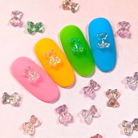 Daily Charme Nail Art | Mini Iridescent Teddy Bear Resin Cabochons